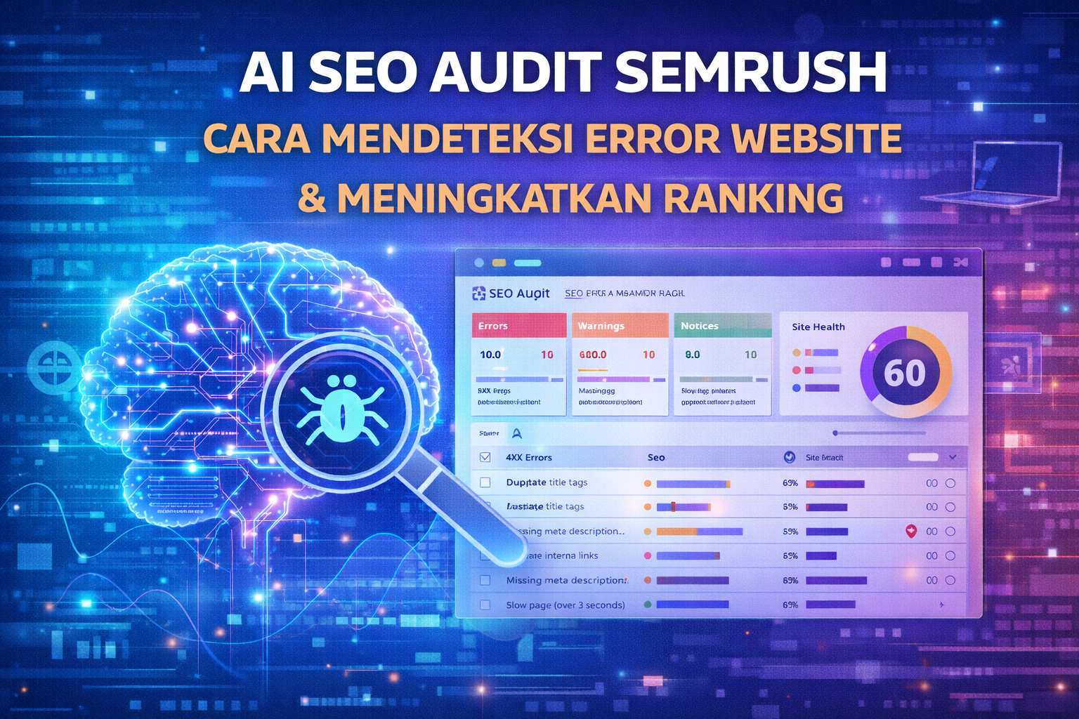 AI SEO Audit Semrush: Cara Mendeteksi Error Website & Meningkatkan Ranking